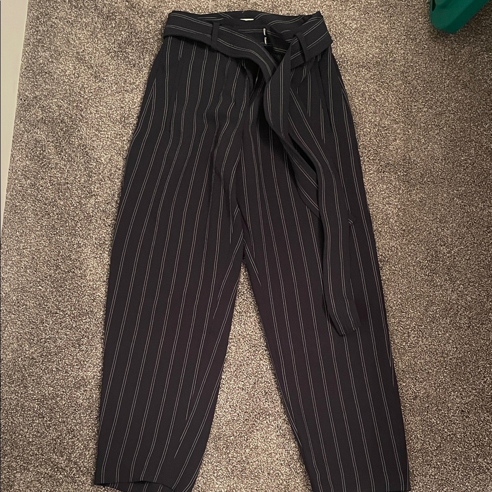 Aritzia Wilfred Navy Pinstripe Trousers